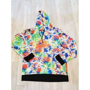 G-Net Men’s L Colorful Paint Spatter Look Hoodie‎ Sweatshirt LS Pullover